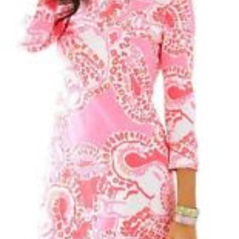 Lilly Pulitzer Marlowe Dress Hot Coral Trunk In Love Size Small